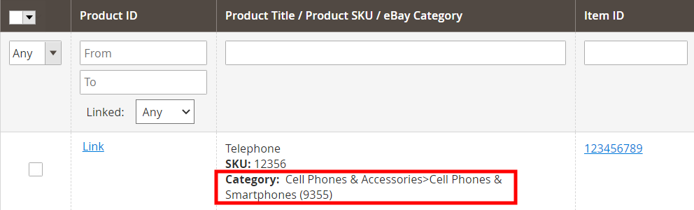 Przypisz kategorię eBay do pozycji niezarządzanych