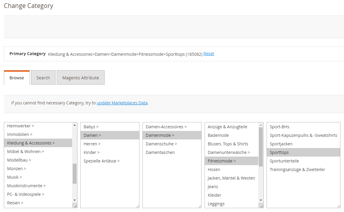 Change eBay Category