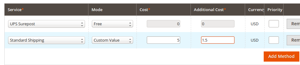 Additional Cost field