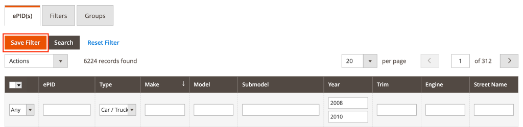 M2E Pro ePID Parts Compatibility Filter