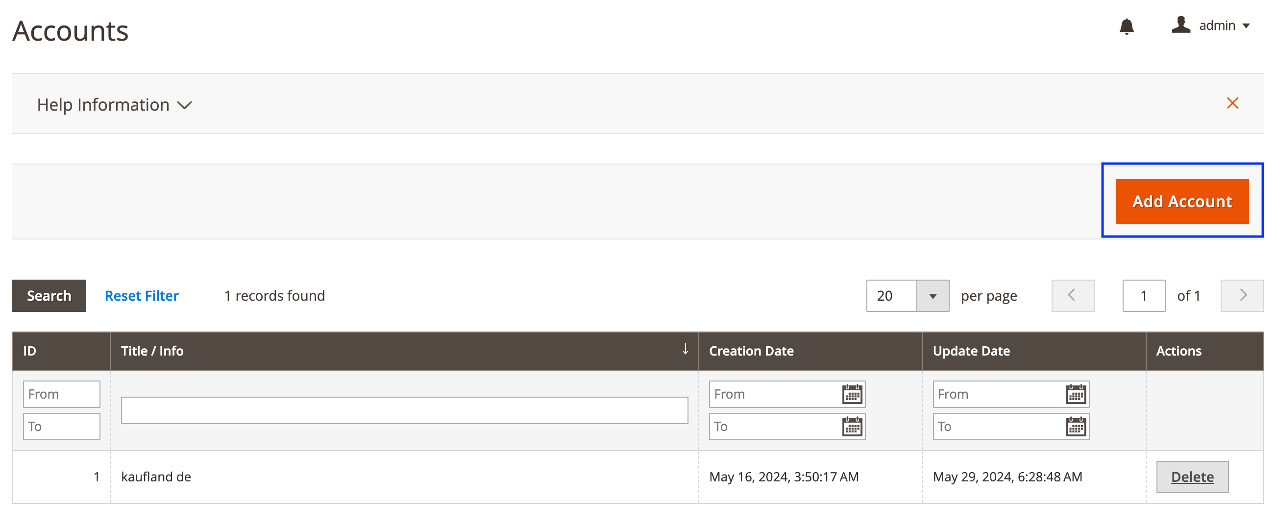 M2E Kaufland Konto hinzufügen