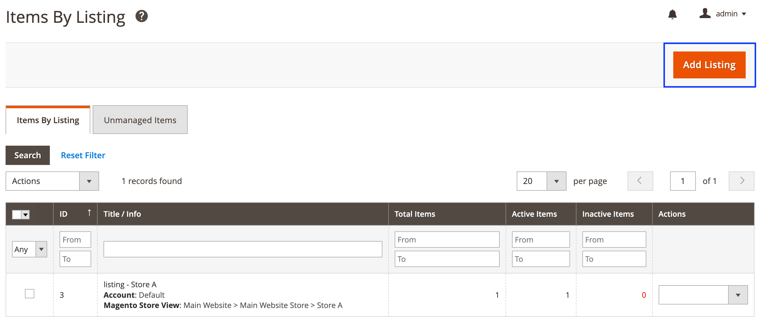 M2E OTTO Items by Listing