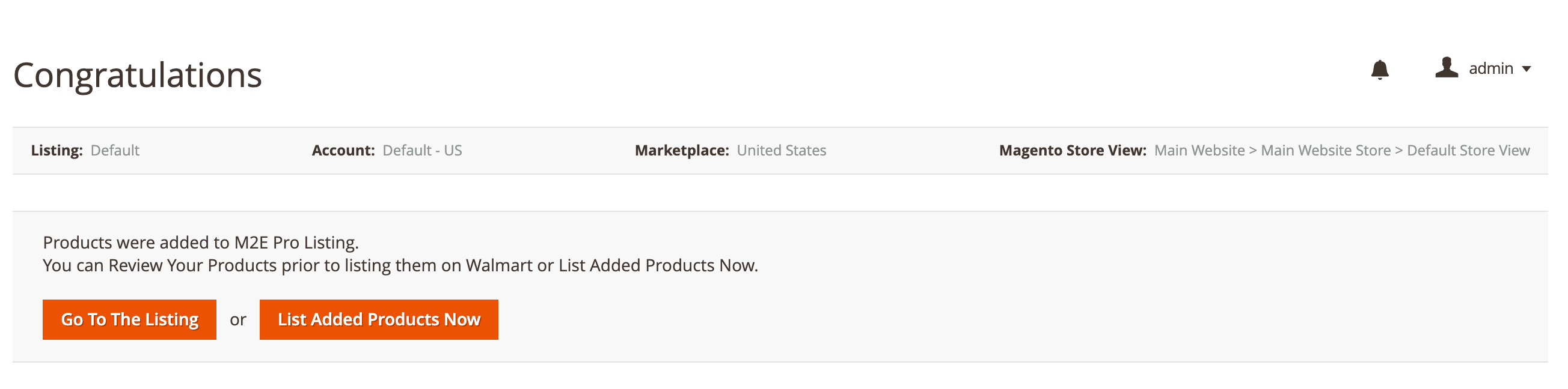 Produit M2E Pro Walmart ajouté à l’annonce
