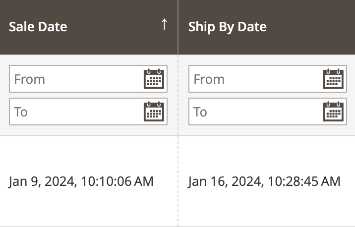 Filtro de fechas M2E TTS Orde