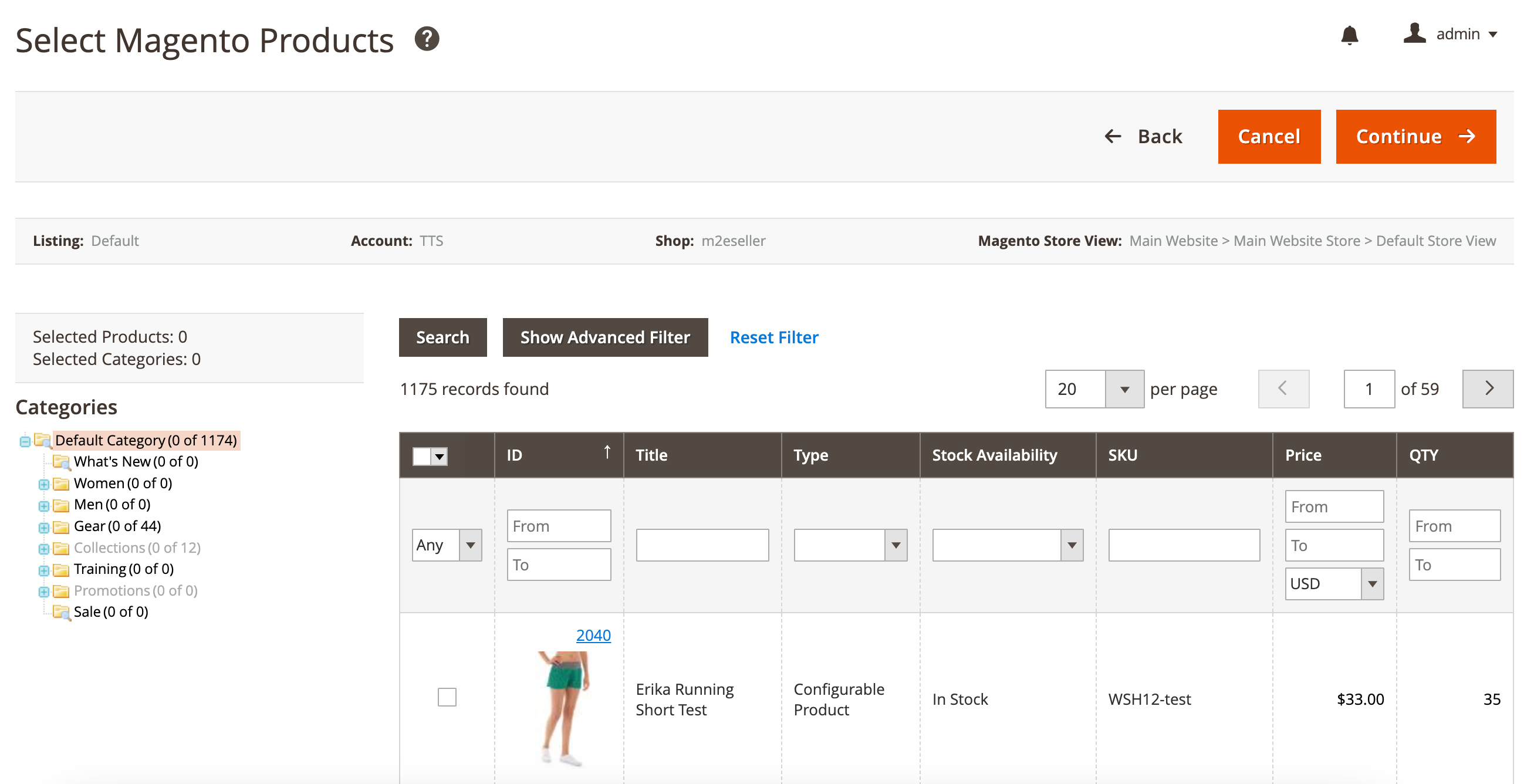M2E TTS Select Magento Products from Category