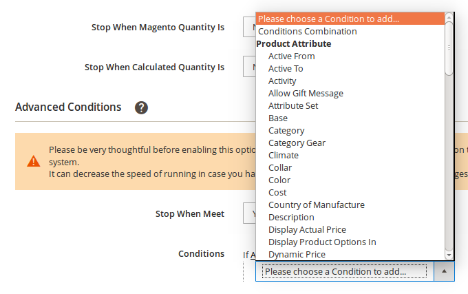 Condiciones avanzadas