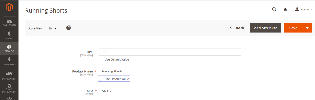 Use Default Value Product Name