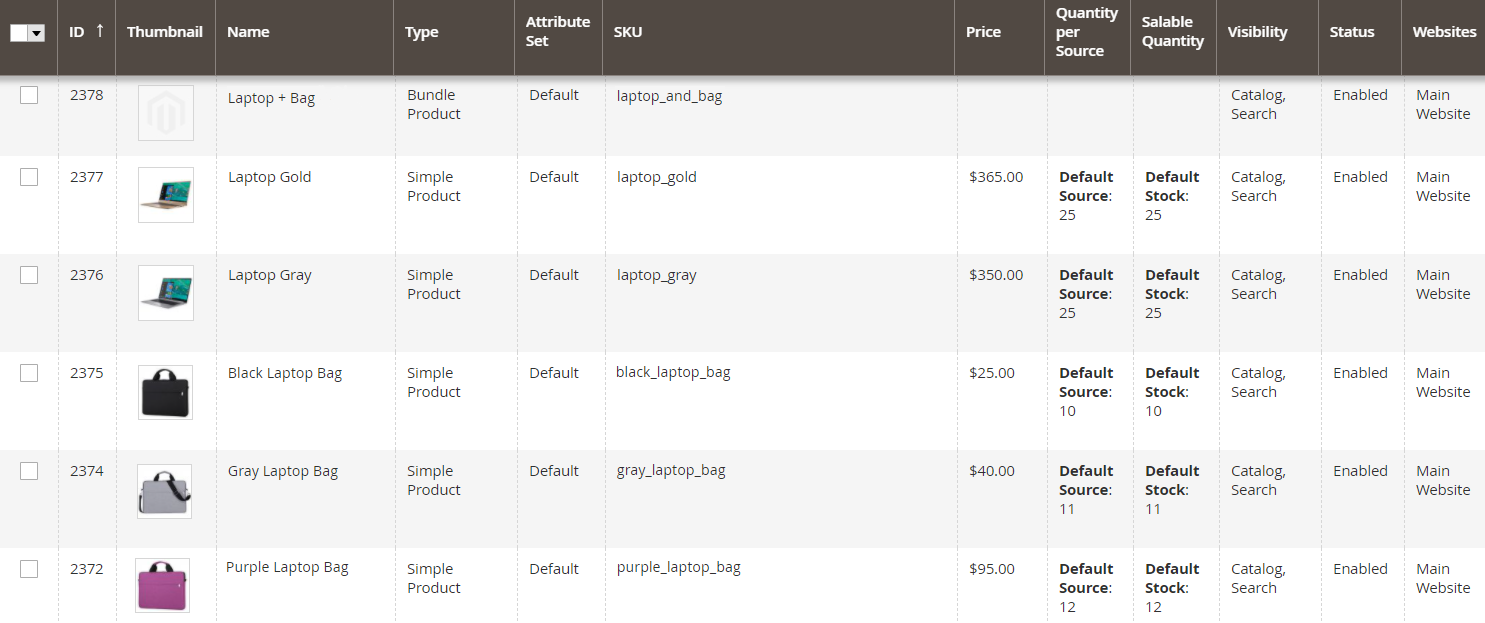 Bundle product - list of products m2