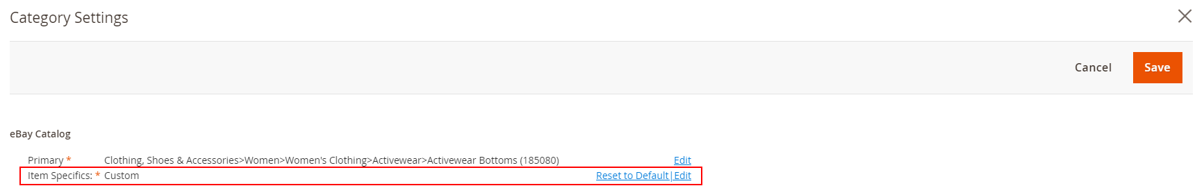 Características del artículo personalizado de eBay