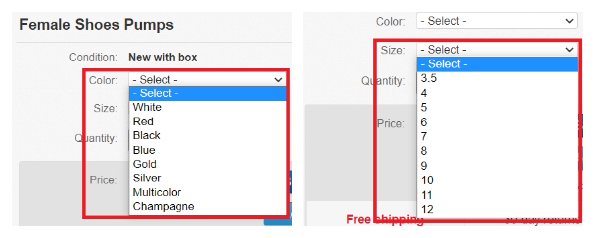 eBay product example
