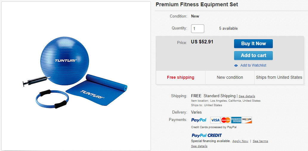 Produkty pogrupowane jako zestaw w ofercie na eBayu