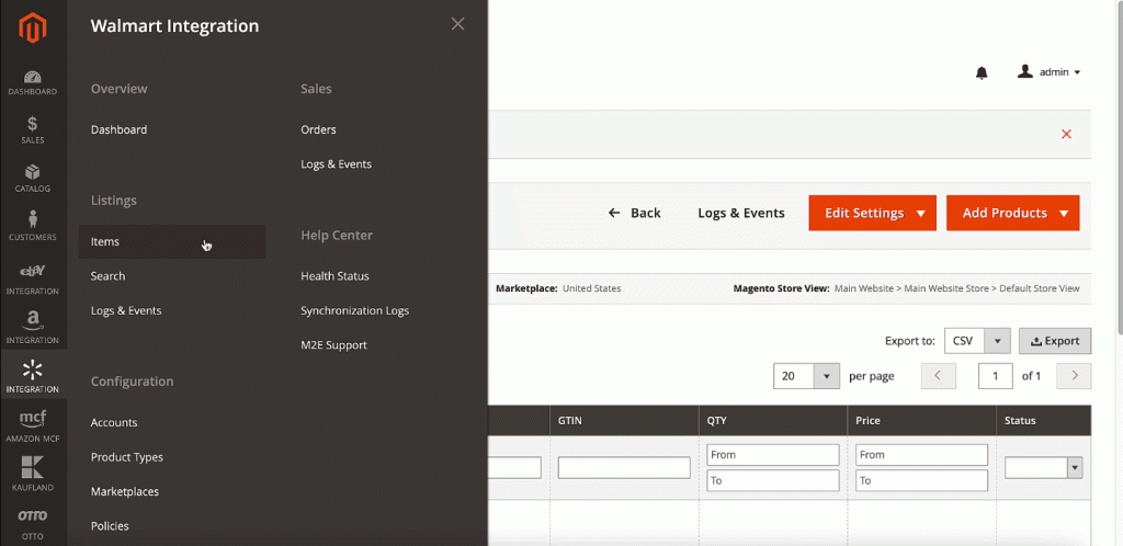 Asignar el tipo de producto Walmart a los artículos