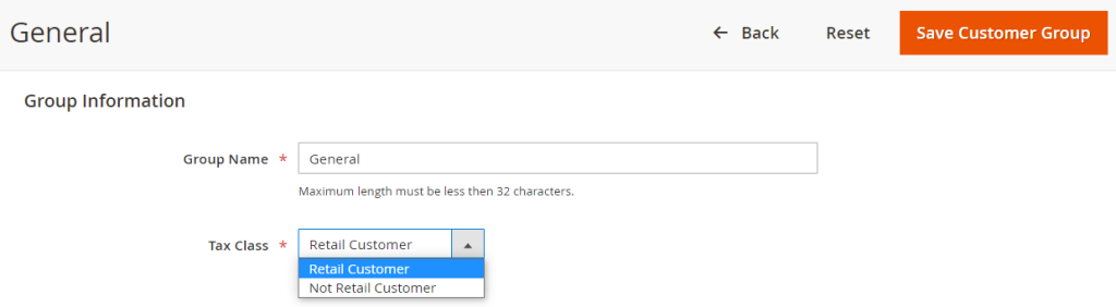 Pour attribuer une classe de taxe client autre que celle par défaut à un groupe de clients