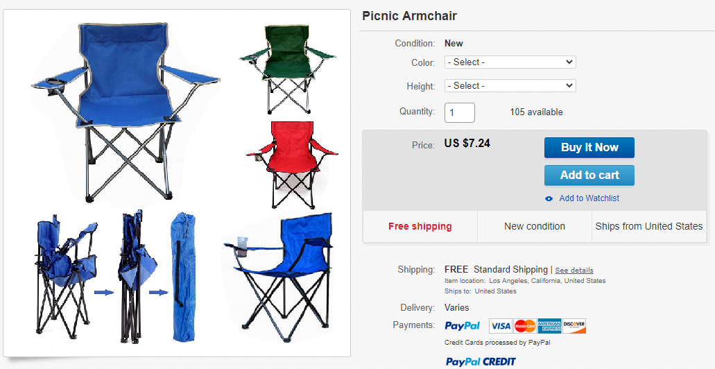 Produit simple avec options personnalisées sur eBay