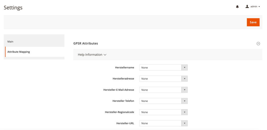 Settings Attribute Mapping GPSR Attributes