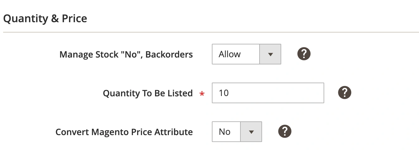 Interfejs ustawień globalnych M2E OnBuy Magento inventory