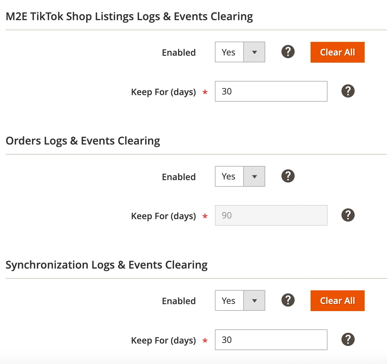 Czyszczenie dzienników ustawień globalnych M2E OnBuy