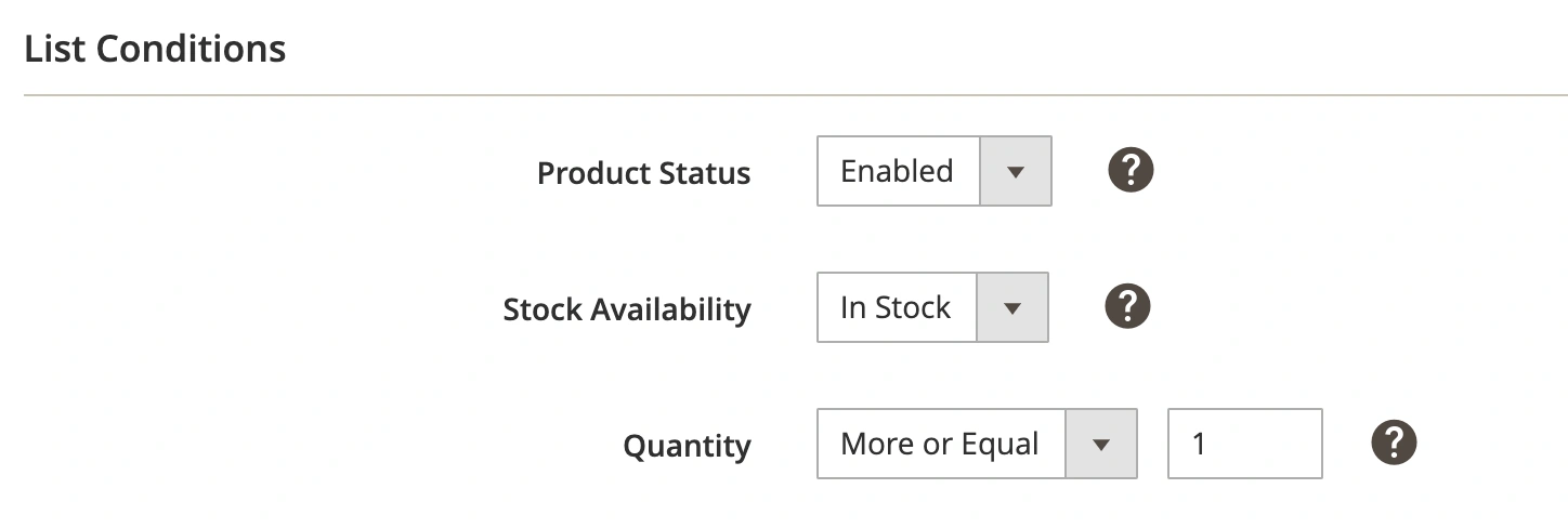 M2E OnBuy Synch Policy List Conditions