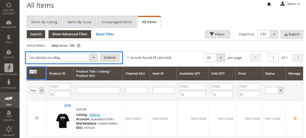 Mass Manual Action for items