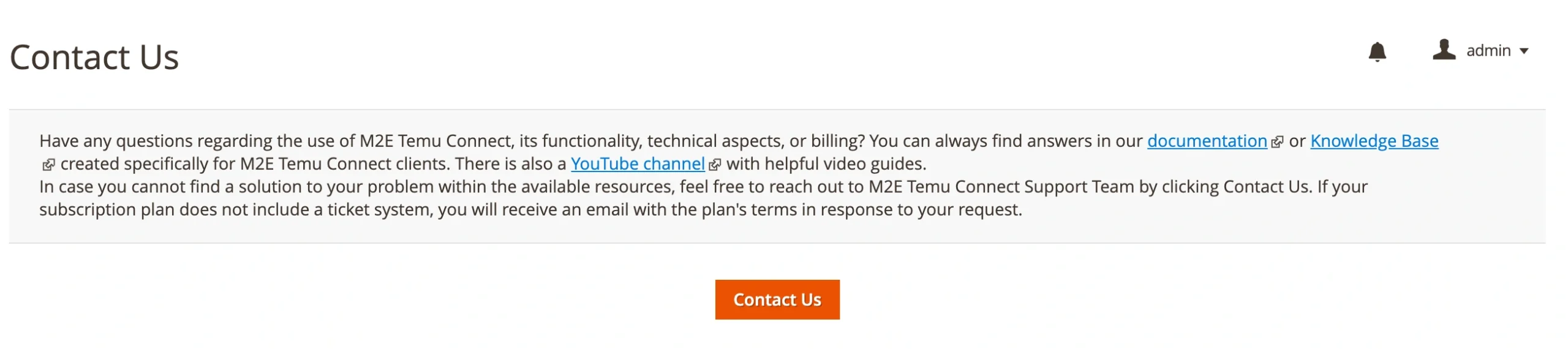 M2E Temu Connect Nous contacter