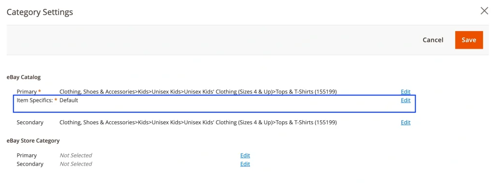 Modifica delle Specifiche dell'oggetto di eBay in M2E Pro