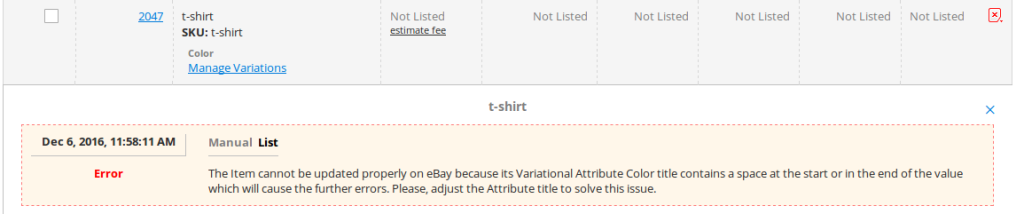 eBay Variational Product Error