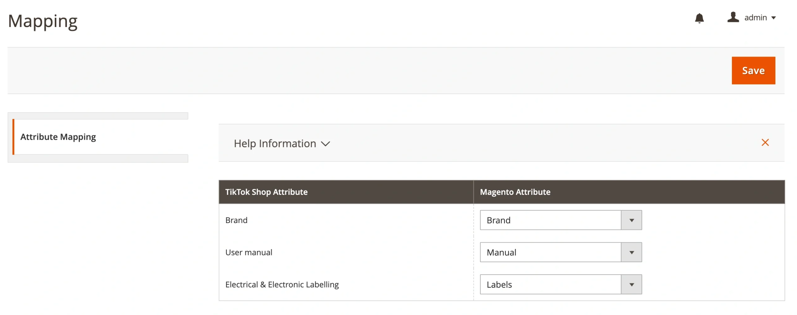 M2E TikTok Shop Connect Attribute mapping
