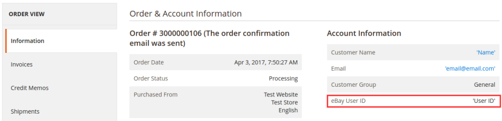 eBay User ID