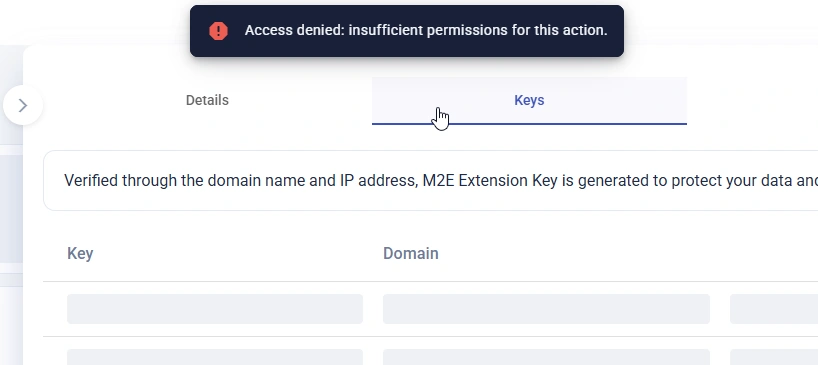 Acceso restringido a M2E Accounts
