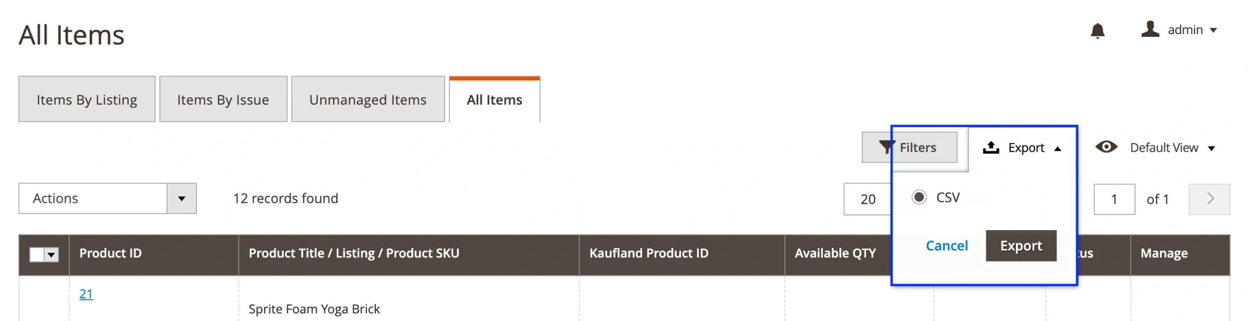 M2E Kaufland Product Export Magento in Bulk