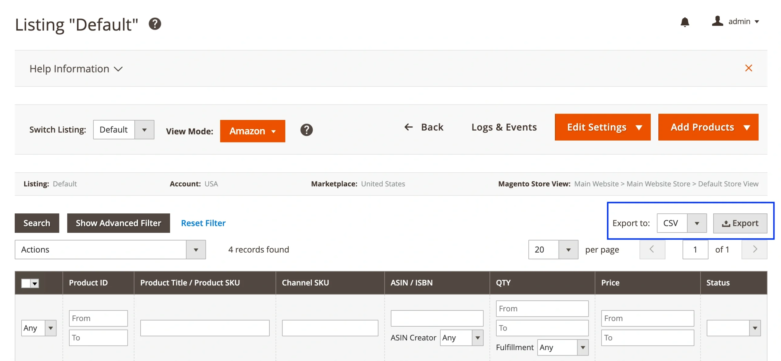 M2E Pro Amazon Export produktu Magento z Nabídky