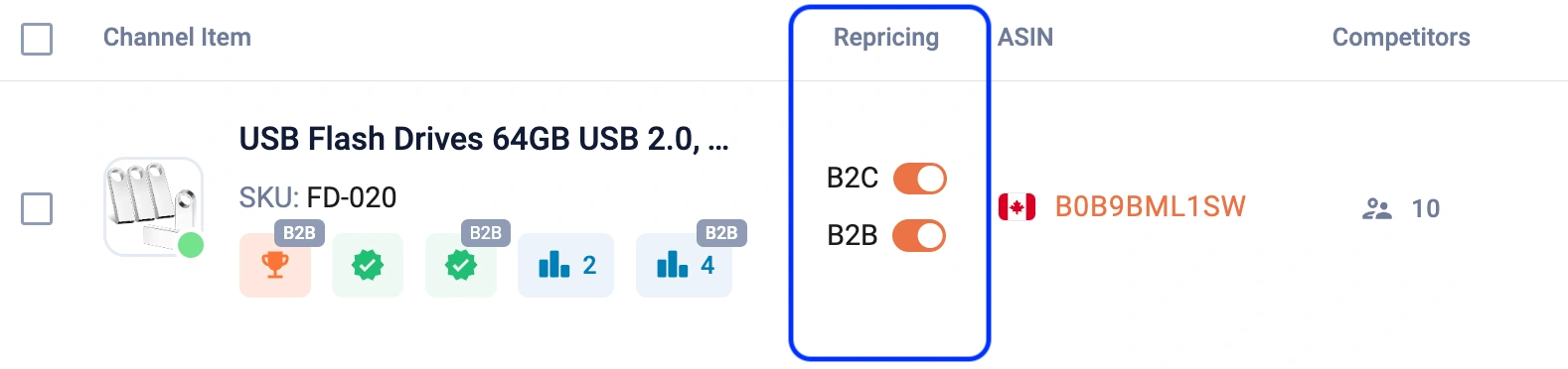 Launch Amazon B2B repricing individually