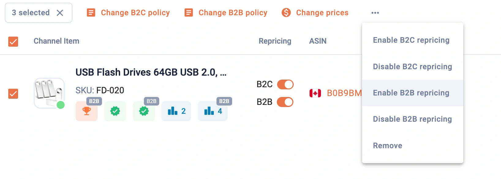 Launch Amazon B2B repricing in bulk
