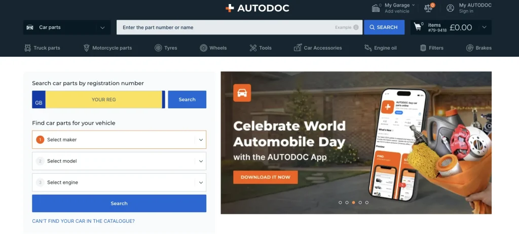 AUTODOC Mirakl Marketplace Página de inicio
