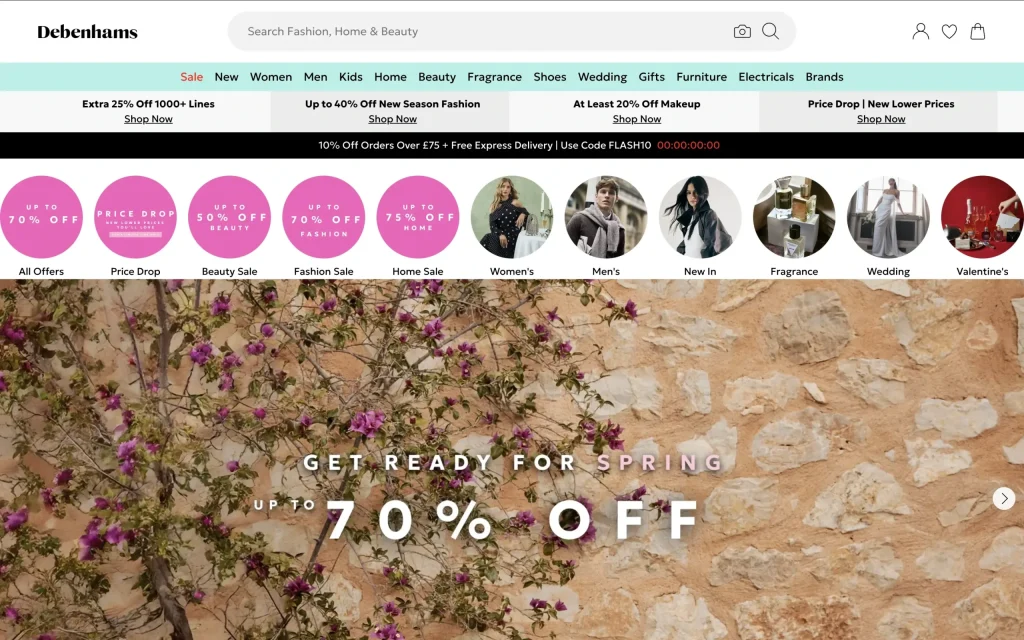 Debenhams Homepage