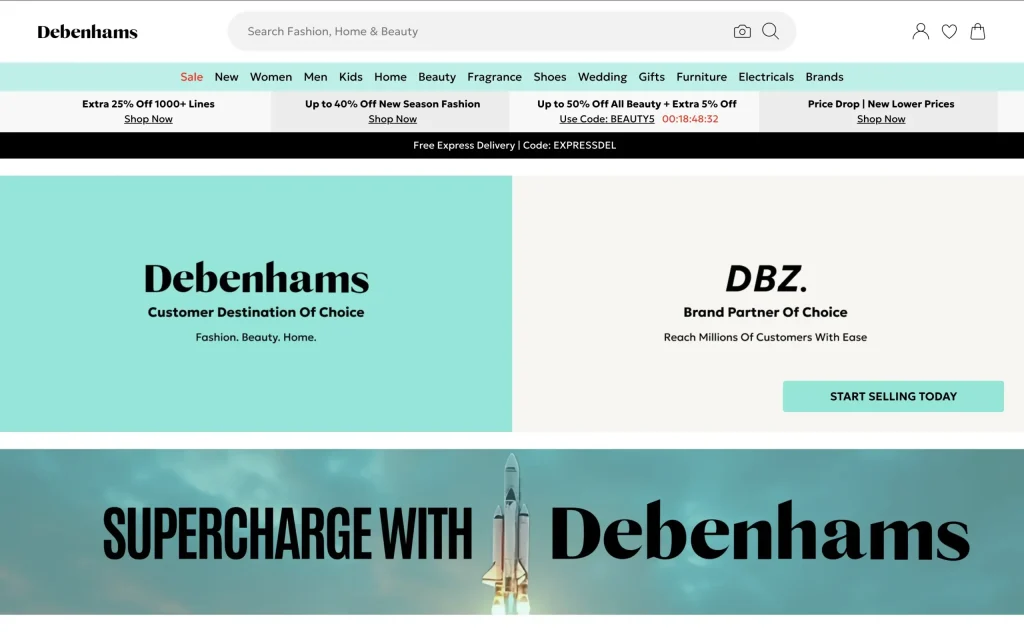 Debenhams Seller Page