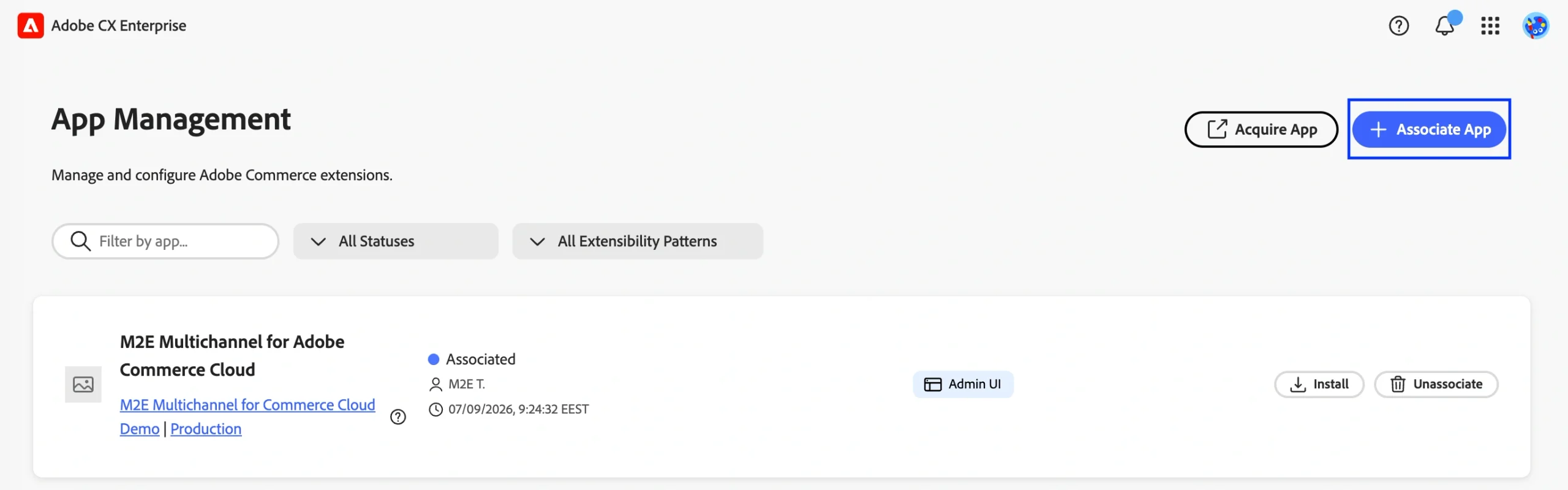 Associate M2E Multichannel App