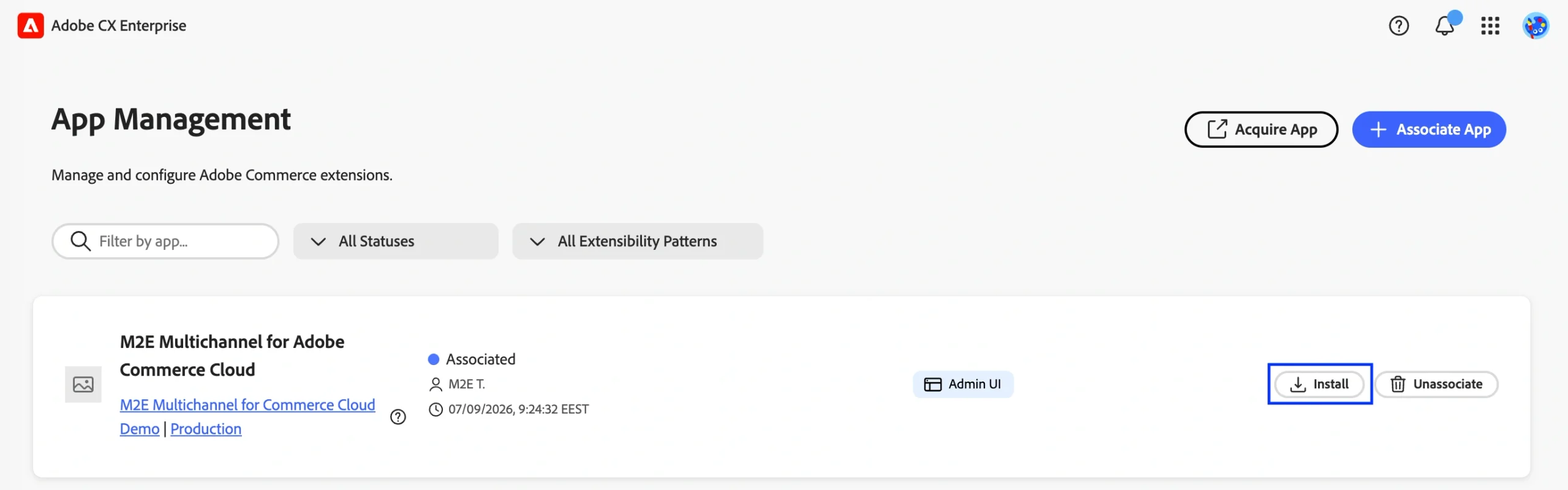 Install M2E Multichannel App