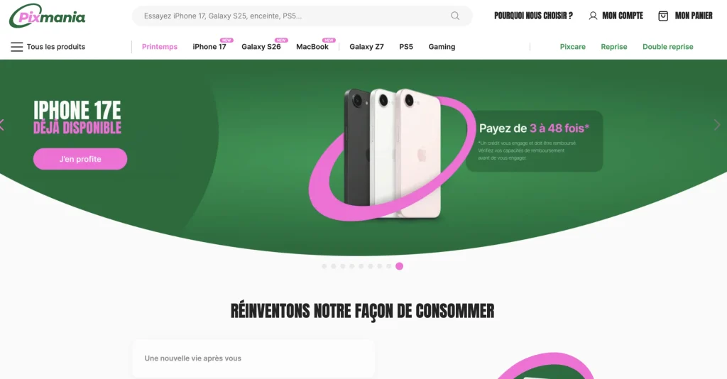 Pixmania Home Page Screenshot