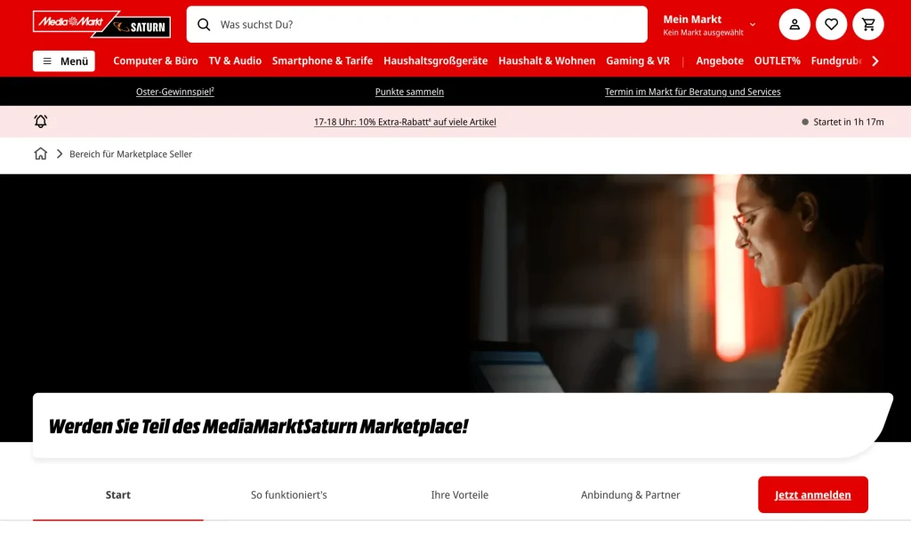 MediaMarkt Mirakl Marketplace - Screenshot of the Seller Page